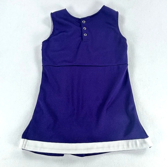 TCU Cheer Dress‎ Toddler 2T Purple White Sleeveless Cute Cheerleader Horn Frogs - Picture 3 of 4